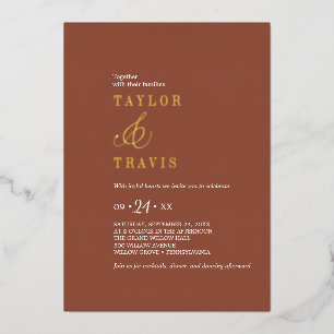 Modern Chic Gold Foil Terracotta Casual Wedding 