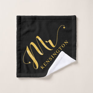 Modern Chic Gold Foil Typography Mr Newlywed Bath Towel Set