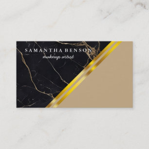 Modern chic gold geometric white marble business card