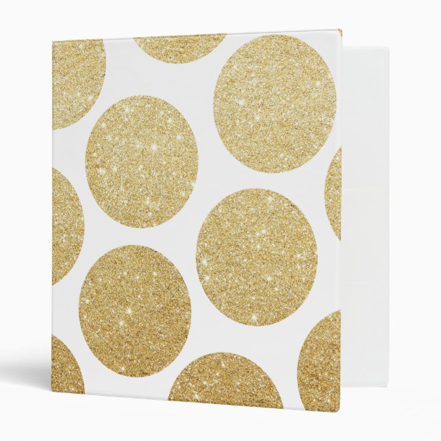 Modern chic gold glitter effect polka dots pattern binder (Front/Inside)