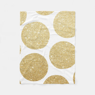 Modern chic gold glitter effect polka dots pattern fleece blanket