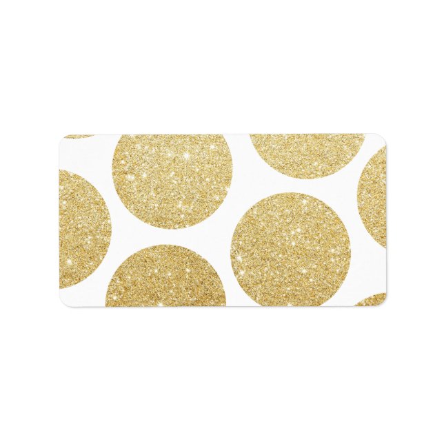 Modern chic gold glitter effect polka dots pattern label (Front)
