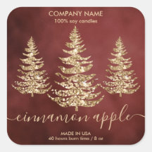 Modern Chic Gold Glitter Pine Christmas Candle