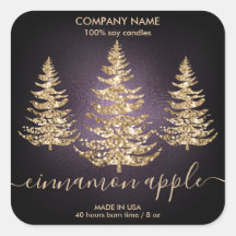 Modern Chic Gold Glitter Pine Christmas Candle