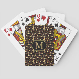 Modern Chic Gold Leopard Pattern Mongorammed Playing Cards