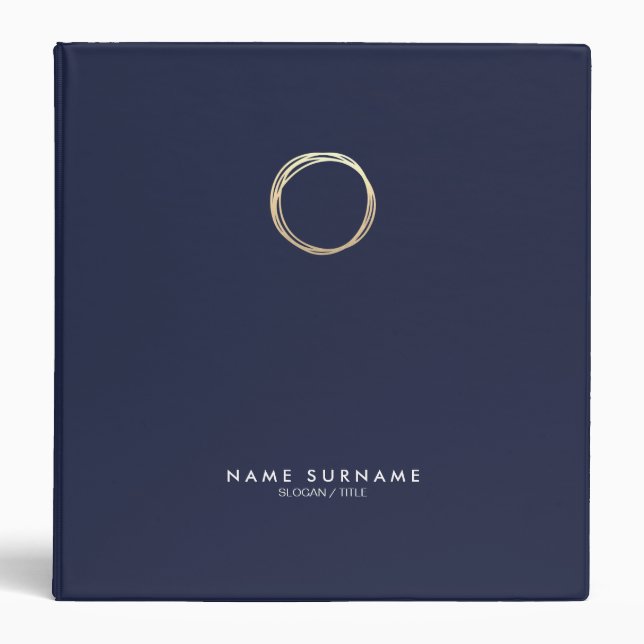 Modern Chic Gold Logo MidnightBlue Minimalist 1.5" Binder (Front)