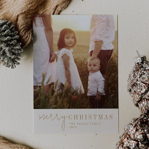 Modern Chic   Gold Merry Christmas Photo Holiday Card