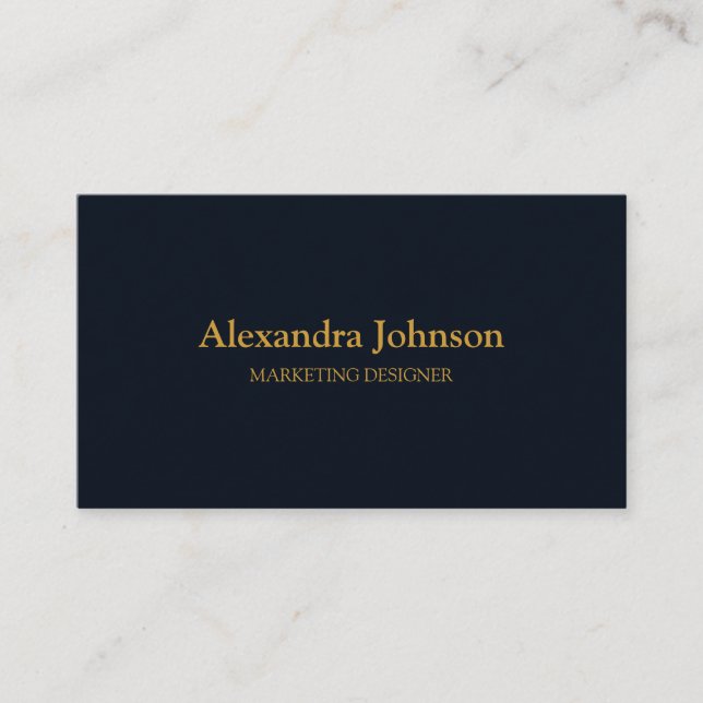Modern Chic Gold Navy Blue Minimalist Professional Business Card (Front)
