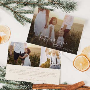 Modern Chic Gold Photo Overlay Family News Holiday Card