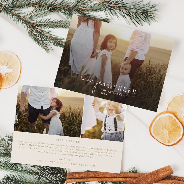 Modern Chic | Gold Photo Overlay New Year News Holiday Card (Creator Uploaded)