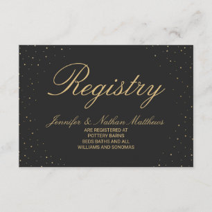Modern Chic Gold Speckled on Black Gift Registry Enclosure Card