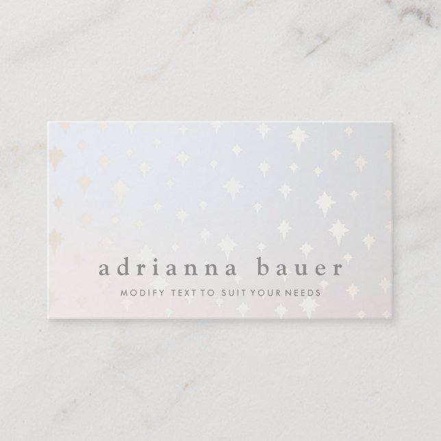 Modern Chic Gold Star Pattern Grey Business Card (Front)