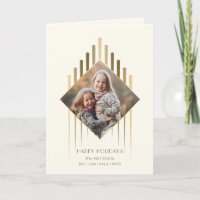 Modern Chic Gold Strokes w/Diamond-Shaped Photo