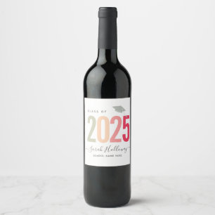 Modern Chic Graduation Blush Pink Grad Party Wine Label