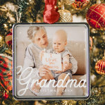 Modern Chic Grandma Photo Christmas Holiday Metal Ornament<br><div class="desc">Design is composed of modern chic typography with sans serif and serif font. Add a custom photo of grandma and year.</div>