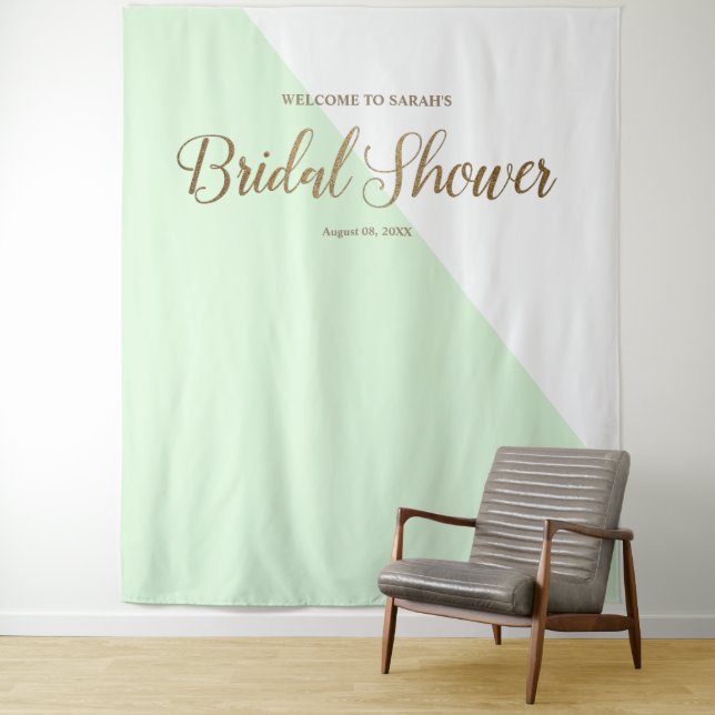 Modern Chic Green Gold Personalized  Tapestry (In Situ)