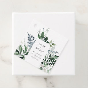 Modern Chic Green Leafy Tropical Foliage Wedding Favour Tags