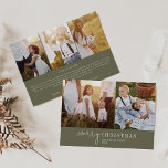 Modern Chic | Green Photo Collage Christmas News Holiday Card<br><div class="desc">This modern chic green photo collage Christmas news holiday card is the perfect stylish holiday greeting. This simple boho design features classic sophisticated calligraphy in rustic olive green and white. Personalize the card with 5 photos (2 on the front and 3 on the back), your family name, first names, and...</div>