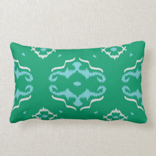 Modern chic green turquoise ikat pillow