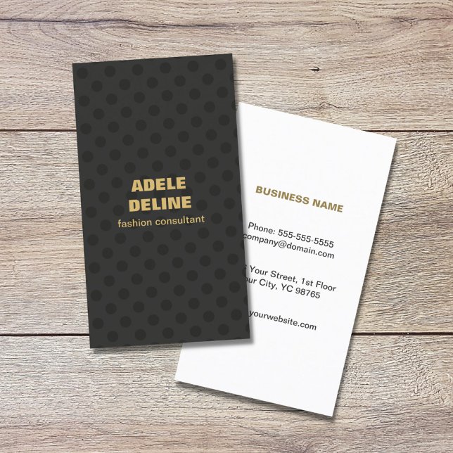 Modern Chic Grey Dots Gold Beauty Consultant Business Card (Creator Uploaded)