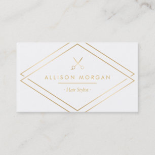 Modern Chic Hair Salon Scissors Faux Gold Look Business Card