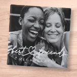 Modern Chic Heart Best Friends Besties BFF Photo 2 Inch Square Button<br><div class="desc">Design is composed of fun and playful cursive script typography with sans serif font. Add a custom photo.</div>