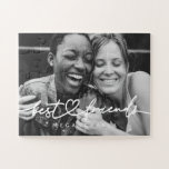 Modern Chic Heart Best Friends Besties BFF Photo Jigsaw Puzzle<br><div class="desc">Design is composed of fun and playful cursive script typography with sans serif font. Add a custom photo.</div>