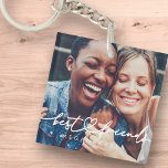 Modern Chic Heart Best Friends Besties BFF Photo Keychain<br><div class="desc">Design is composed of fun and playful cursive script typography with sans serif font. Add a custom photo.</div>