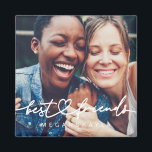 Modern Chic Heart Best Friends Besties BFF Photo Magnet<br><div class="desc">Design is composed of fun and playful cursive script typography with sans serif font. Add a custom photo.</div>