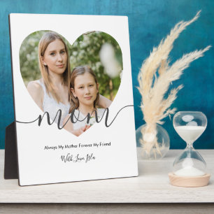 Modern Chic Heart Shaped Photo Gift For Mom Plaque