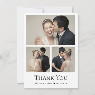 Modern Chic Heart Wedding Photo Collage Thank You Card