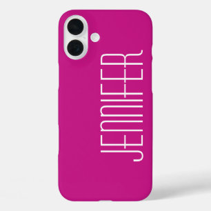 Modern Chic Hot Pink, Minimalist, Jumbo Name iPhone 16 Plus Case