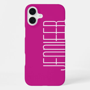 Modern Chic Hot Pink, Minimalist, Jumbo Name iPhone 16 Plus Case