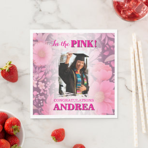 Modern Chic In The Pink! Graduation Party Napkin