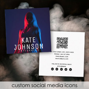 Modern Chic Influencer Photo QR Code Social Media Square Business Card
