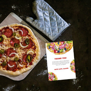 Modern Chic Italian Slice Slice Pizza Baby Shower  Thank You Card