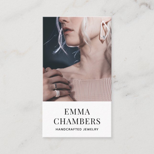 Modern Chic Jewellery Designer Business Card (Front)
