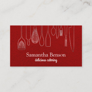 Modern Chic Kitchen Utensils Cooking and Catering Business Card