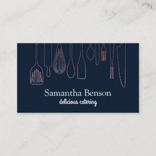 Modern Chic Kitchen Utensils Cooking and Catering Business Card