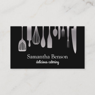 Modern Chic Kitchen Utensils Cooking and Catering Business Card