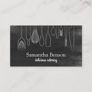 Modern Chic Kitchen Utensils Cooking and Catering Business Card