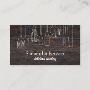 Modern Chic Kitchen Utensils Cooking and Catering Business Card