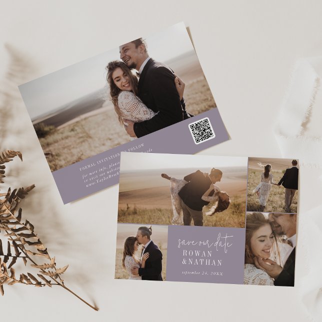Modern Chic Lavender Purple Photo Collage Save The Date (Creator Uploaded)