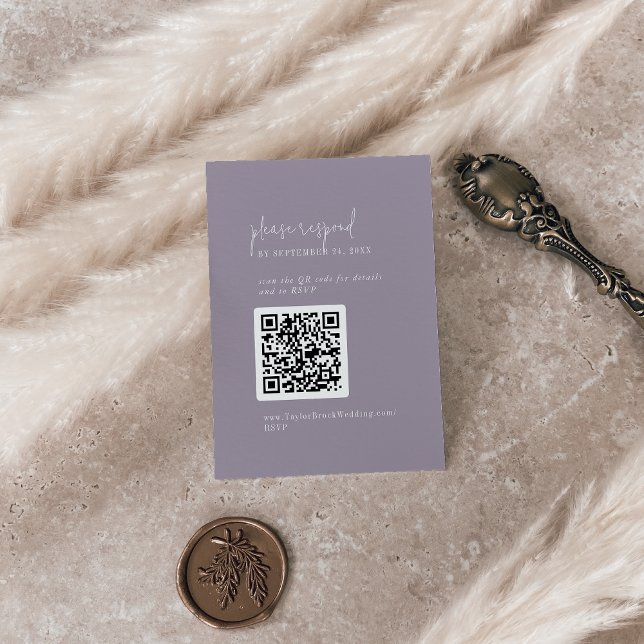 Modern Chic Lavender Purple QR Code RSVP Enclosure Card (Creator Uploaded)