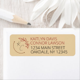 Modern Chic Leaf Monogram Wedding Return Address