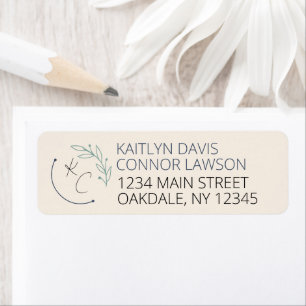 Modern Chic Leaf Monogram Wedding Return Address