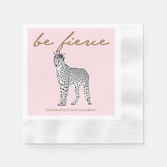 Modern Chic Leopard Queen Monogram Napkins (Front)