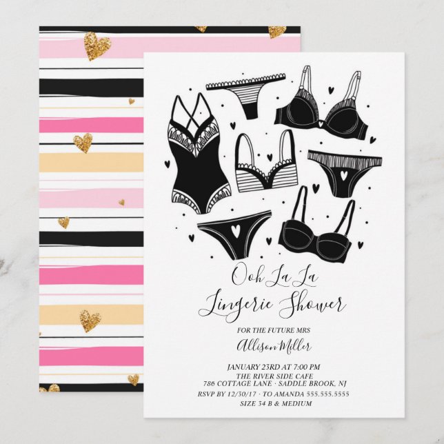 Modern Chic Lingerie Bridal Shower Invitation (Front/Back)