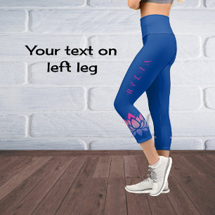 Modern chic lotus flower personalized text capri leggings