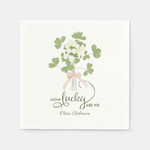 Modern Chic Lucky Shamrock with Bow baby shower Napkin